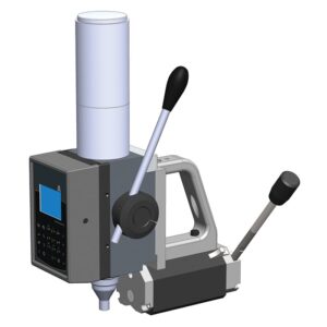 Modern handheld dot peen marking machine with control panel and ergonomic handle for industrial use.