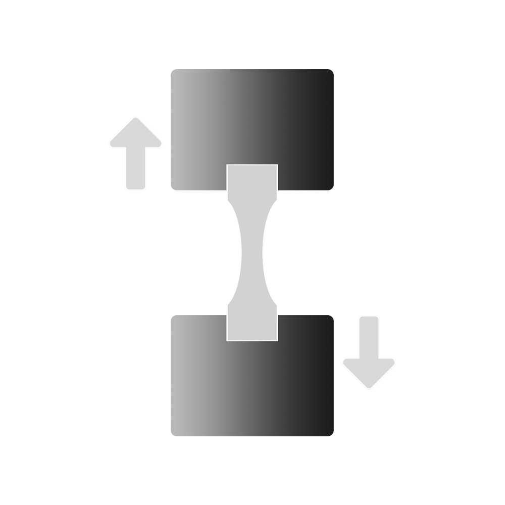 Two black rectangles connected vertically with arrows; one pointing up and the other pointing down, symbolizing balance.