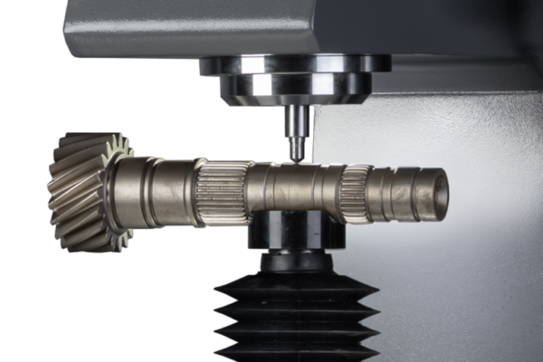 Gear inspection by precision machine tool with a steel measuring probe.