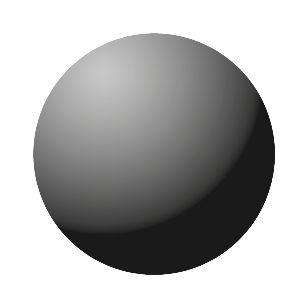 Gradient-shaded 3D sphere with a smooth transition from light to dark on a white background.