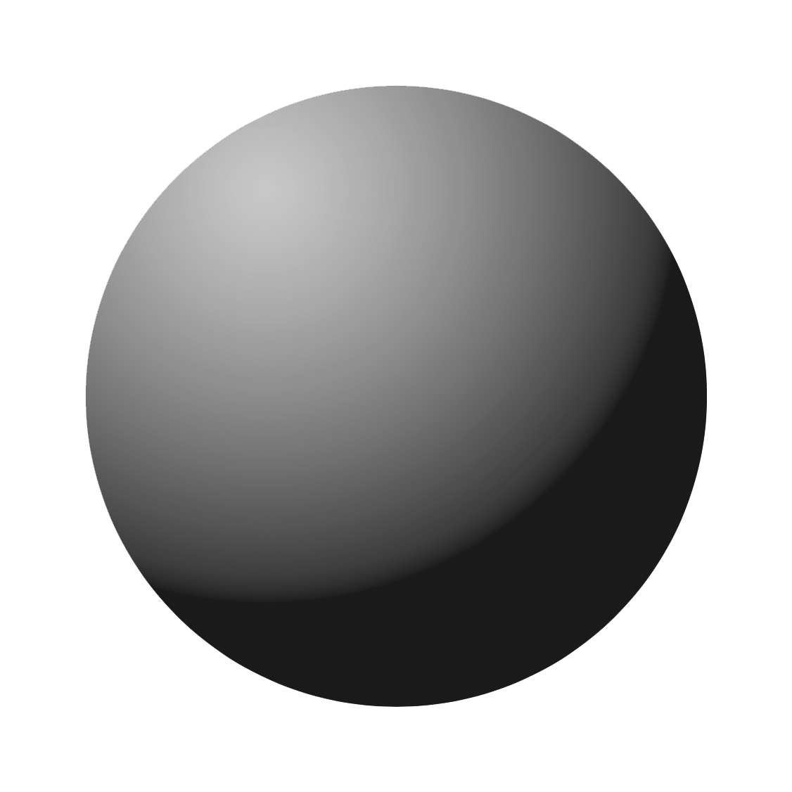 Gradient-shaded 3D sphere with a smooth transition from light to dark on a white background.